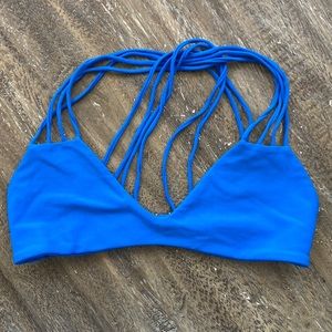 Mikoh strappy bikini top, beautiful blue color.